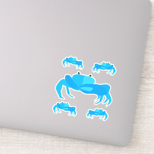 Niedlicher Nautic Cartoon Blue Crabs Water Flasche Aufkleber (Detail)