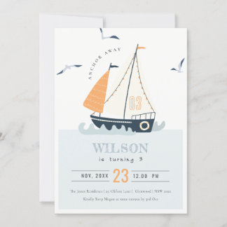 Niedlicher Nautical Sailboat Pastel Kindergeburtst Dankeskarte