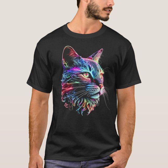 Niedlicher Neon Cat T - Shirt (Vorderseite)