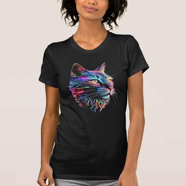Niedlicher Neon Cat T - Shirt (Vorderseite)