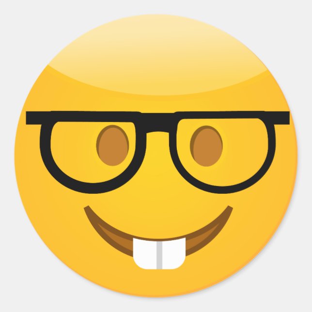 Niedlicher Nerd mit Glass & Teeth Emoji Stickern Runder Aufkleber (Vorderseite)