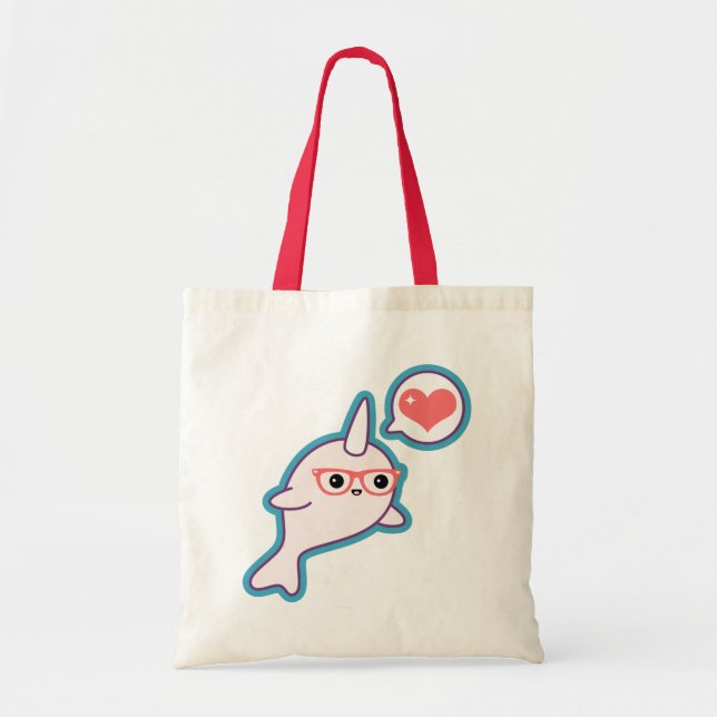 Niedlicher Nerd Narwhal Tragetasche (Vorne)