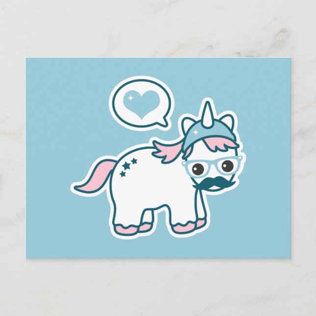 Niedlicher Nerd Unicorn Postkarte (Vorderseite)