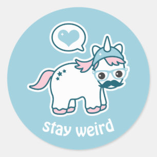 Niedlicher Nerd Unicorn Runder Aufkleber