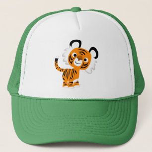 Niedlicher neugieriger Cartoon-Tiger-Hut Truckerkappe
