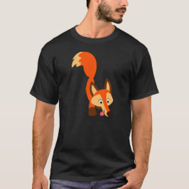 Niedlicher neugieriger Cartoonfox-T - Shirt