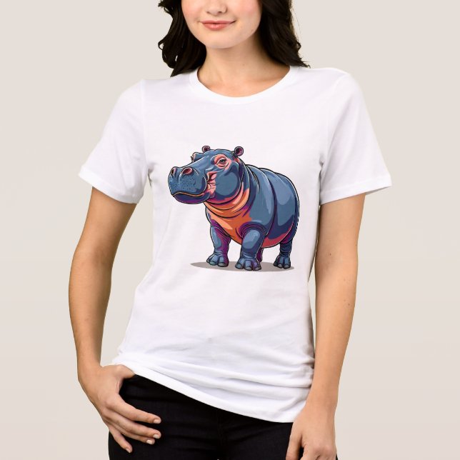 Niedlicher Nilpferd Tri-Blend Shirt (Vorderseite)