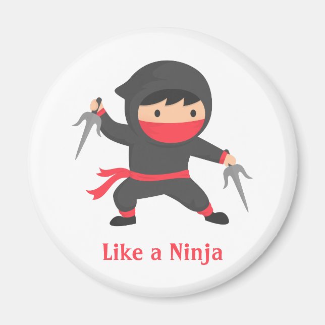 Niedlicher Ninja-Junge mit Sai-Waffen für Kinder Magnet (Vorne)