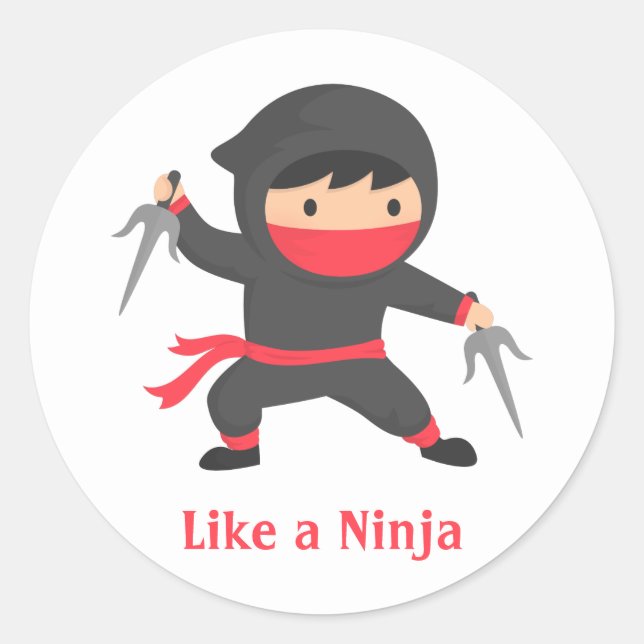 Niedlicher Ninja-Junge mit Sai-Waffen für Kinder Runder Aufkleber (Vorderseite)