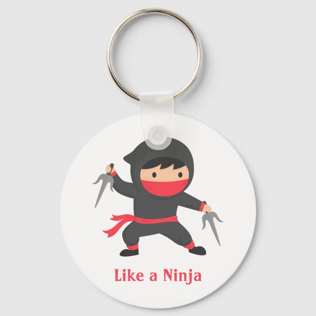 Niedlicher Ninja-Junge mit Sai-Waffen für Kinder Schlüsselanhänger (Vorderseite)