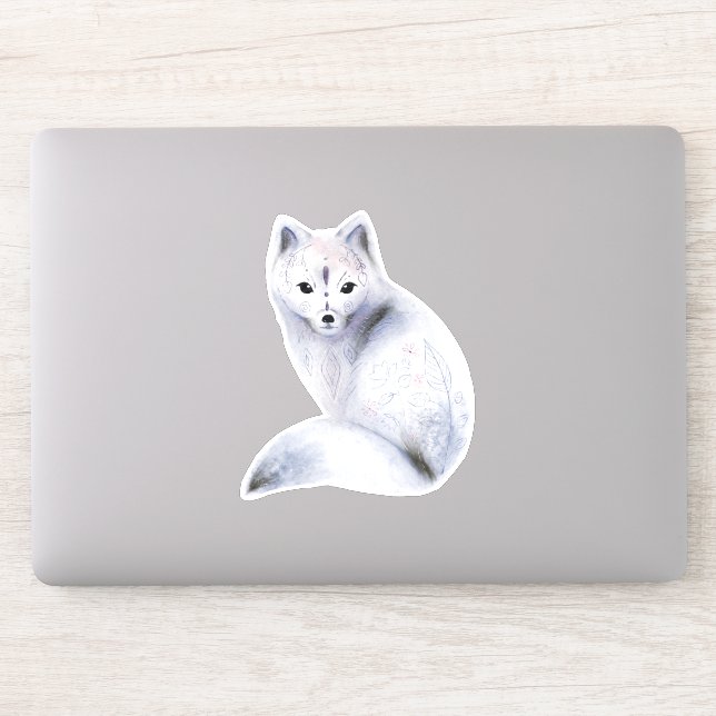 Niedlicher Nordic Fox mit floralen Markierungen Aufkleber (Computer)
