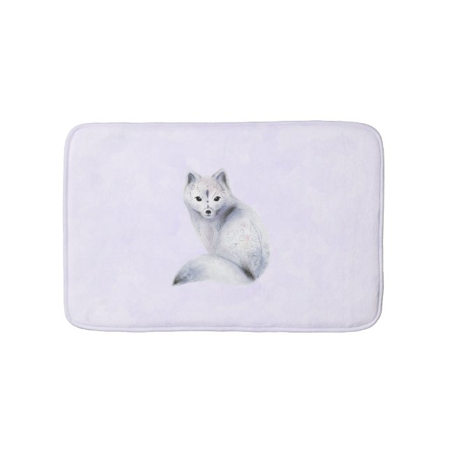 Niedlicher Nordic Fox mit floralen Markierungen Badematte (Vorderseite)