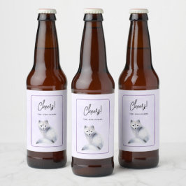 Niedlicher Nordic Fox mit floralen Markierungen Bierflaschenetikett
