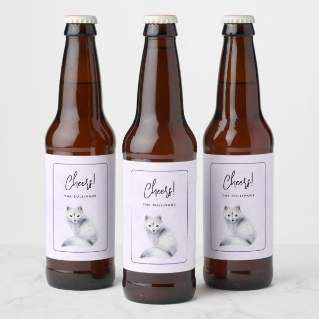 Niedlicher Nordic Fox mit floralen Markierungen Bierflaschenetikett (Flaschen)