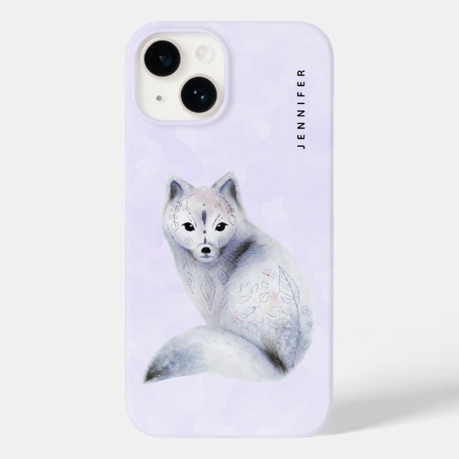 Niedlicher Nordic Fox mit floralen Markierungen Case-Mate iPhone 14 Hülle (Rückseite)