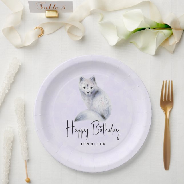 Niedlicher Nordic Fox mit floralen Markierungen Ge Pappteller (Hochzeit)