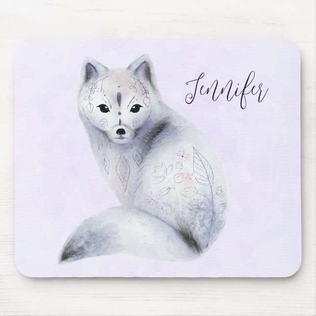 Niedlicher Nordic Fox mit floralen Markierungen Mousepad (Vorne)