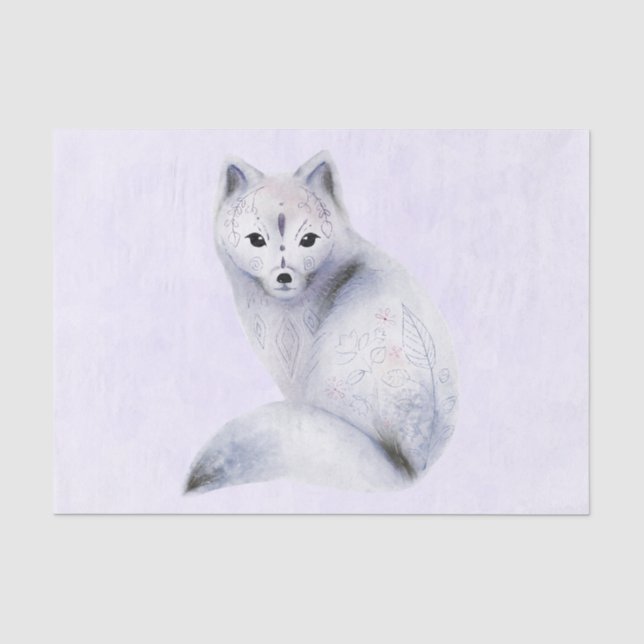 Niedlicher Nordic Fox mit floralen Markierungen Seidenpapier (Vorderseite)