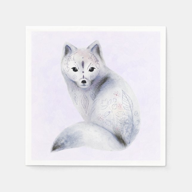 Niedlicher Nordic Fox mit floralen Markierungen Serviette (Vorderseite)
