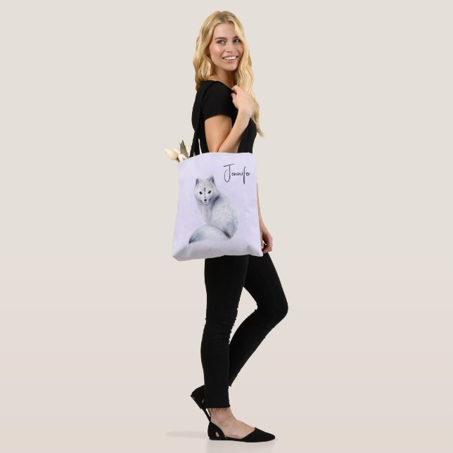 Niedlicher Nordic Fox mit floralen Markierungen Tasche (Am Model)
