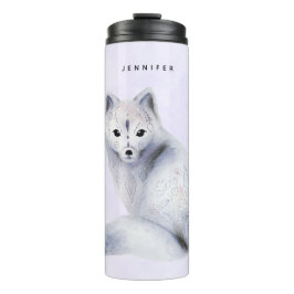 Niedlicher Nordic Fox mit floralen Markierungen Thermosbecher