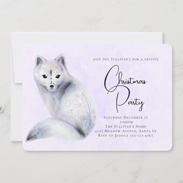 Niedlicher Nordic Fox mit floralen Markierungen We Einladung (Vorderseite)