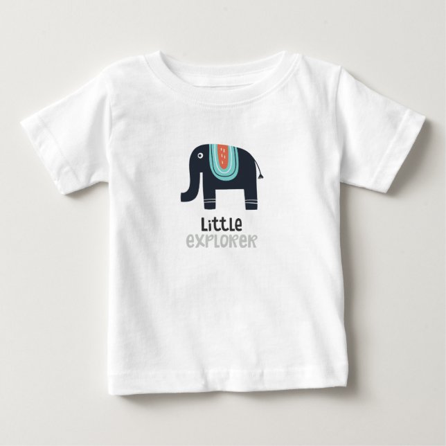 Niedlicher Nordic Little Explorer Elephant Baby T-shirt (Vorderseite)