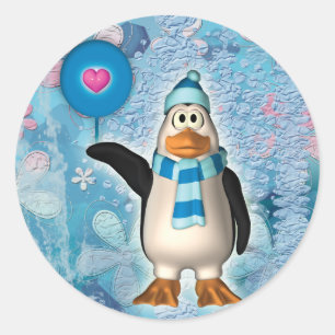 Niedlicher Nordpol-Pinguin mit Herzklammern Runder Aufkleber