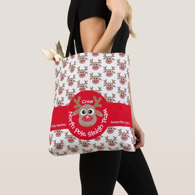 Niedlicher Nordpol Schlittelmannschaft Crew Rentie Tasche (Von Nahem)