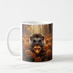 Niedlicher November-Igel mit Topas-Herz Kaffeetasse