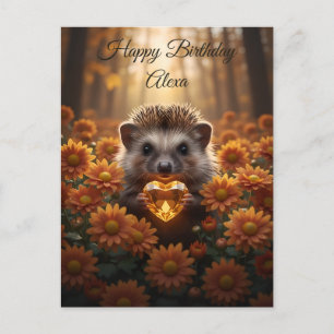 Niedlicher November-Igel mit Topas-Herz Postkarte