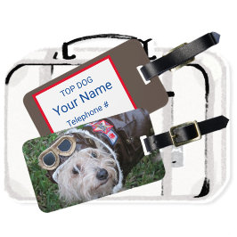 Niedlicher oberer Hund in Aviator-Uniform Gepäckanhänger