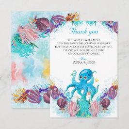 Niedlicher Ocean Octopus Farbenfrohe Babyfade Dank Dankeskarte