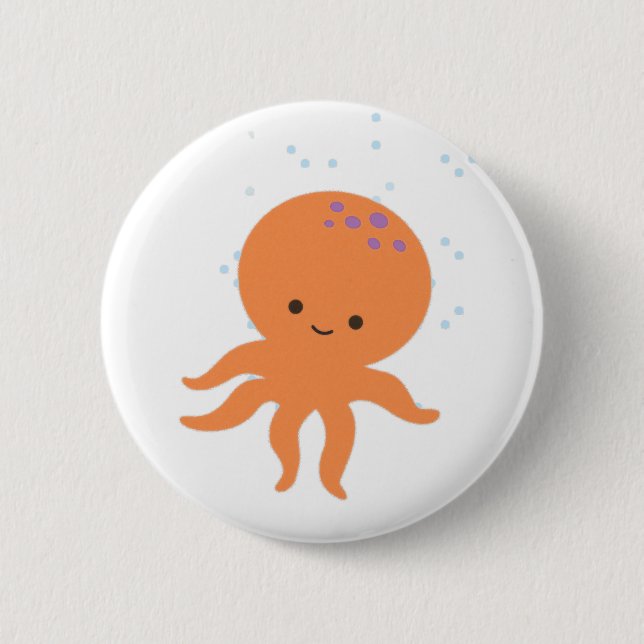 Niedlicher Octopus-Cartoon Button (Vorderseite)