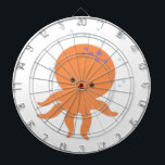 Niedlicher Octopus-Cartoon Dartscheibe<br><div class="desc">Ein niedlich orangefarbener Cartoon-Oktopus.</div>