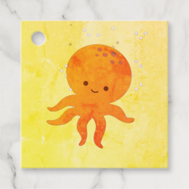 Niedlicher Octopus-Cartoon Geschenkanhänger (Vorderseite)