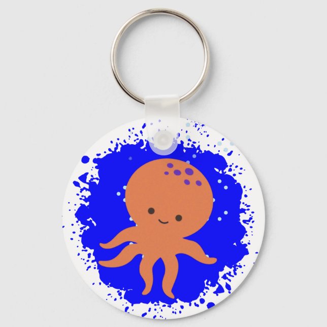 Niedlicher Octopus Cartoon Paint Splash Schlüsselanhänger (Vorderseite)