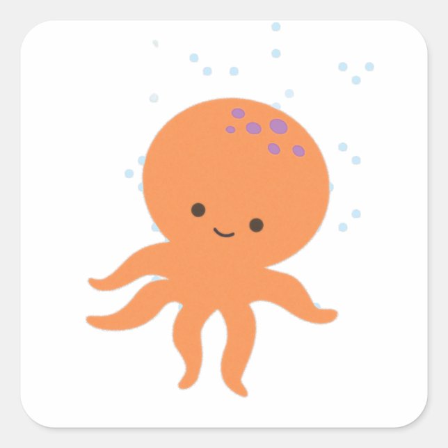 Niedlicher Octopus-Cartoon Quadratischer Aufkleber (Vorderseite)