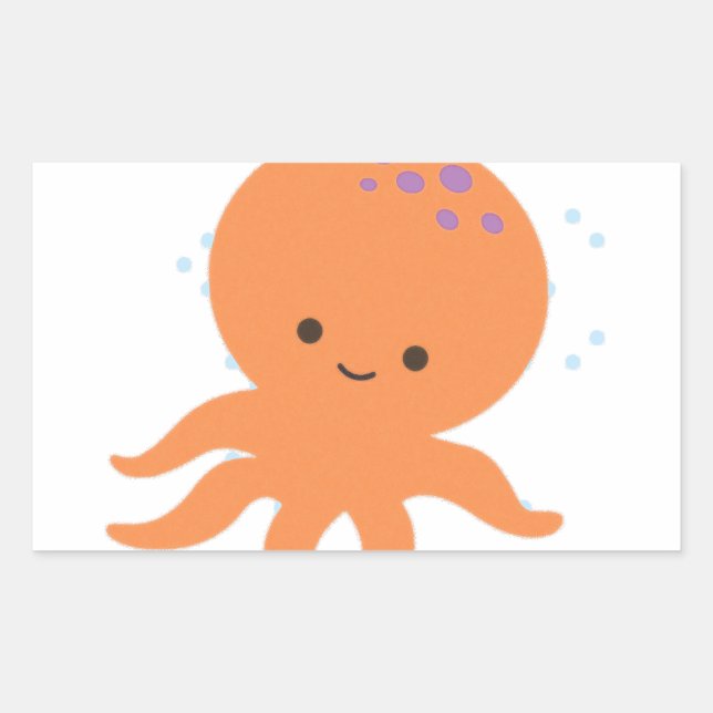 Niedlicher Octopus-Cartoon Rechteckiger Aufkleber (Vorderseite)