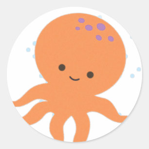 Niedlicher Octopus-Cartoon Runder Aufkleber