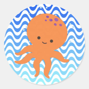 Niedlicher Octopus-Cartoon Runder Aufkleber