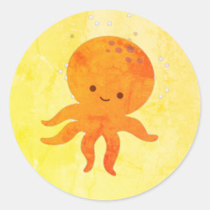 Niedlicher Octopus-Cartoon Runder Aufkleber