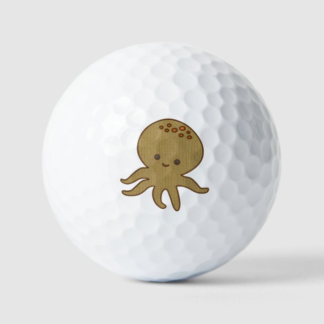 Niedlicher Octopus Cartoon Stickerei drucken Golfball (Vorderseite)