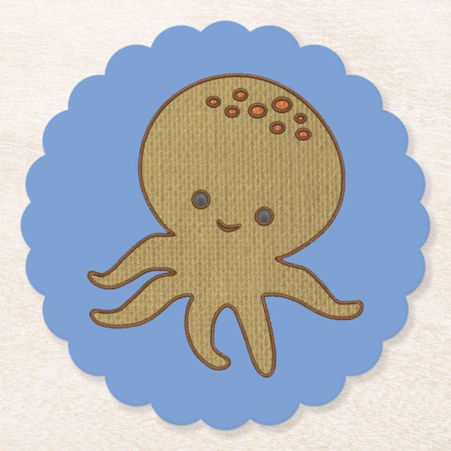Niedlicher Octopus Cartoon Stickerei drucken Untersetzer (Vorderseite)