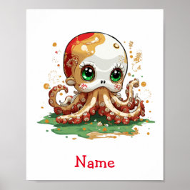 Niedlicher Octopus-Individuelle Name Poster