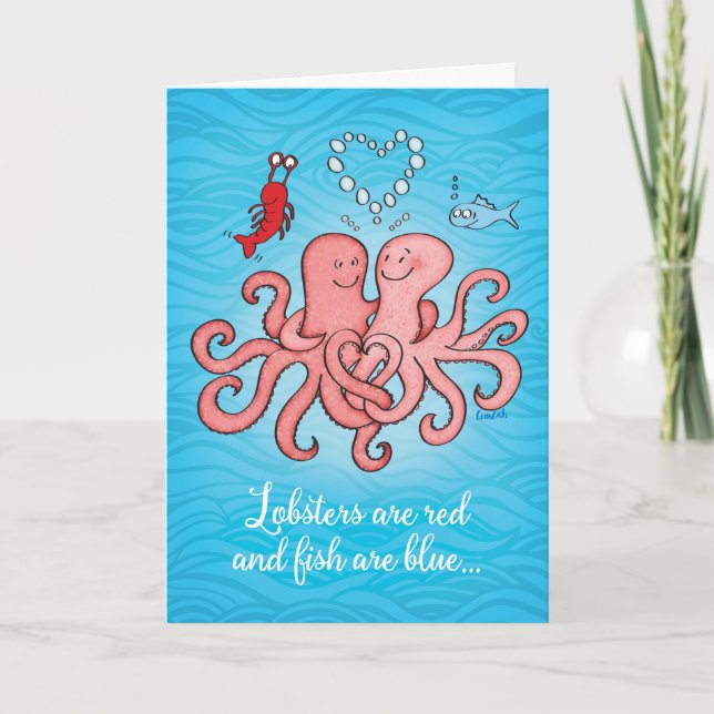 Niedlicher Octopus-Valentinstag Feiertagskarte (Vorderseite)