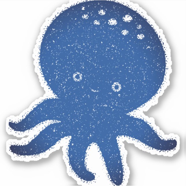 Niedlicher Oktopus Cartoon Alte Papierdrucke Aufkleber (Vorderseite)