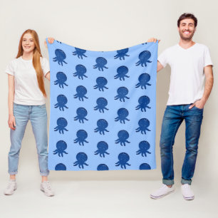 Niedlicher Oktopus Cartoon Alte Papierdrucke Fleecedecke