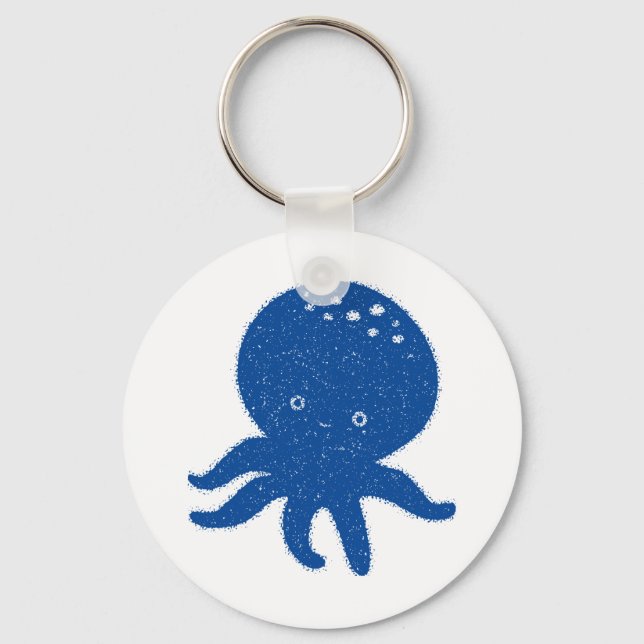 Niedlicher Oktopus Cartoon Alte Papierdrucke Schlüsselanhänger (Vorderseite)