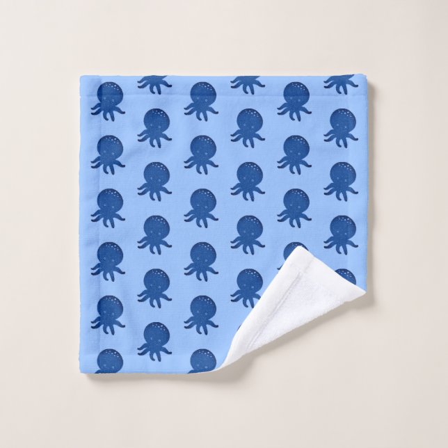Niedlicher Oktopus Cartoon Alte Papierdrucke Waschlappen (Waschlappen)